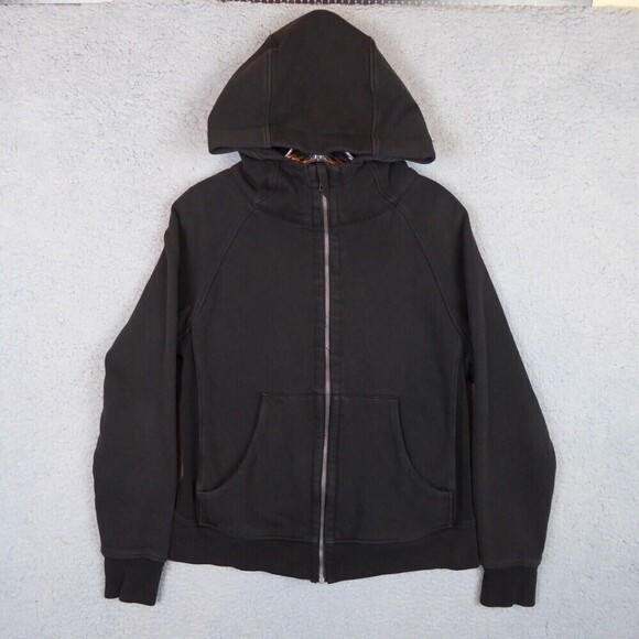 Zyia Active Hoodie Women's Large Black Hooded Sweatshirt Jacket Full Zip Long - Picture 1 of 11